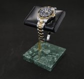 Watch Stand / Display / Horlogestandaard - Groen Marmer, Gouden Standaard, Kalfsleer