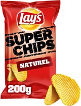 Lay's Max Super Chips Ribbelchips Naturel Smaak - Doos met 10 zakken van 185 gram