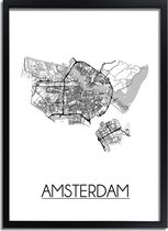 Amsterdam Plattegrond poster A2 + fotolijst zwart (42x59,4cm) - DesignClaudShop