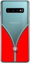 Samsung Galaxy S10 - Smart cover - Transparant - Rode - Rits