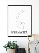 Berkenwoude Plattegrond poster A2 + fotolijst wit (42x59,4cm) - DesignClaudShop