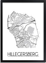 Hilligersberg Plattegrond poster A3 + Fotolijst zwart (29,7x42cm) - DesignClaudShop
