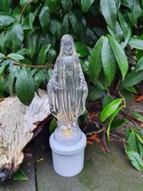 Maria - Statue - Éclairage LED - Plastique transparent - LED chaude - 21 cm - Statue de Marie - Décoration tombale