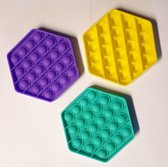 Pop It - Fidget Toy - PopIt - Pop-It | 3 stuks - Paars-Geel-Blauw 6 hoekig