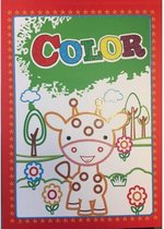 Kinderboeken Harlekijn Doeboek - Color Jumbo Glitter Giraf kleuren binnen de randen