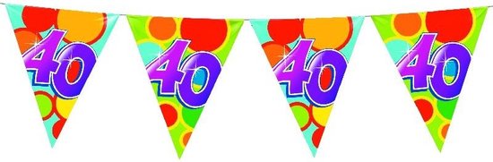 Haza Vlaggetjes - 40 jaar - leeftijd verjaardag - plastic - 10 meter - Merkloos