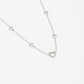 Vigos Jewelry 5 Hartjes Ketting Zilverkleur - Hartje Hanger Dames Vrouw