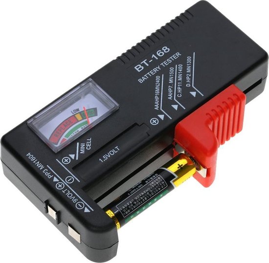 Batterijtester-analoog-met accu-indicator -batterijmeter-accutester-batterij-volt-meter | bol.com