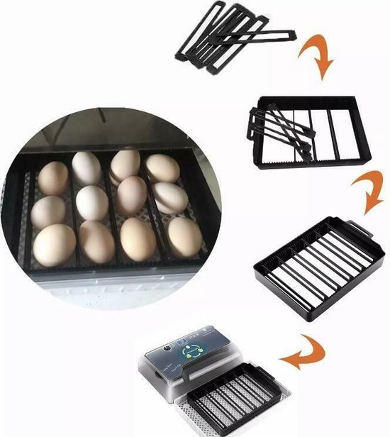 Slimme Broedmachine voor eieren - automatische rolsysteem met geïntegreerd schouwlamp - incl accessoires - hygrometer - waterflesje met spitse tuit met Nederlandse handleiding - Merkloos