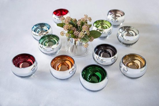 constante Mm Sicilië Luxe waxinelicht houder sicore glas - Rood gekleurd en zilver - kaarshouder  glas-... | bol.com