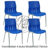 (Set van 4 stuks) Kantinestoel Patrick blauw met grijs onderstel stapelstoel kuipstoel vergaderstoel tuinstoel kantine stoel stapel tuin kantinestoelen stapelstoelen kuipstoelen ar