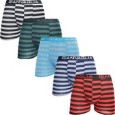 Gianvaglia Boxershort 5-PACK Zwart gestreept met diverse kleuren 029 - XXL SIZE