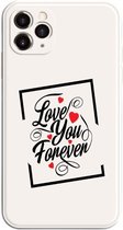 Apple Iphone 12 Mini Cream wit siliconen hoesje met perfecte camera uitsparingen (Love you forever) * LET OP JUISTE MODEL *