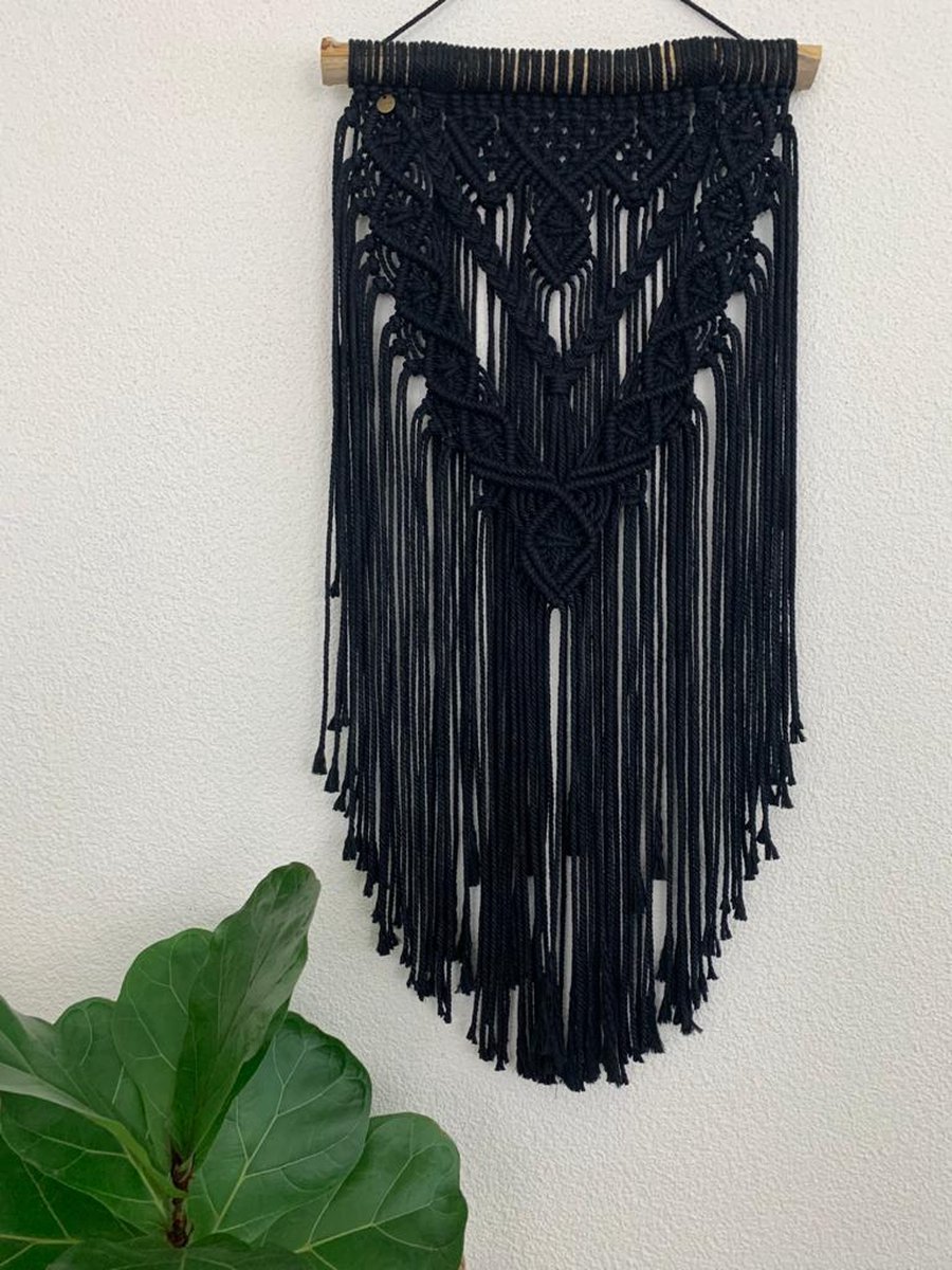 Macrame muur opknoping , home décor, bukuri wand decoratie - 058 -Zwart