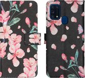 iMoshion Design Softcase Book Case Samsung Galaxy M31 hoesje - Blossom Watercolor Black