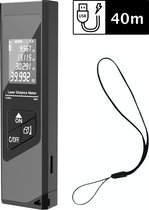 LIFETASTIC® Compacte Afstandmeter - Zwart - 40m bereik - LCD scherm -  Compact design - Sterk Aluminium - Lengte(m) - Oppervlakte(m2) - Volume(m3) - Stof- en Spatwaterdicht - incl Polsbandje