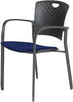 Schaffenburg serie 031 kantine-/conferentiestoel. Zitting blauwe stof, rug polypropyleen, met armleuning, Stapelbaar. 1 jaar garantie.
