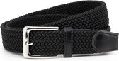 THL Design - Elastische Riem - Elastiek - Gevlochten - Stretch - Dames / Heren - 3,5 cm Breed - Broekriem Zwart - Lengte totaal 115 cm