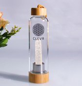 Clevr™ waterfles met kristal voor energierijk drinkwater - 500ml - bergkristal - flower of life - bamboe - edelsteen