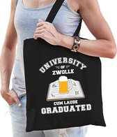 Carnaval verkleed tasje zwart university of Zwolle voor dames - Zwolse geslaagd / afstudeer cadeau tas