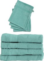Set 4x Handdoeken 50x100 + 4x Washandjes - Blauw - Hotelkwaliteit