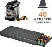 TDR - Capsule Houder met Lade - Geschikt voor Nespresso en compatible Capsules - Espresso Koffie Cups Houder - 40 Capsules - RVS - Zwart