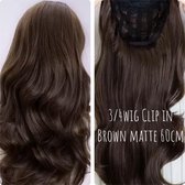 3/4 wig halve pruik brown matte Clip In Extensions 60cm 200gr BESTE KEUZE