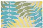1x Coryl Antistofmat Jungle| Bladeren Blauw-Geel-Groen | 75x50cm| Decoratieve mat - Antislip Deurmat - Zachte mat - Vloerkleed
