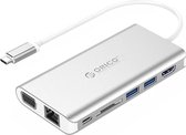 ORICO Aluminium 8-in-1 USB-C hub - USB 3.0 - USB-C Power Delivery - HDMI - Zilver