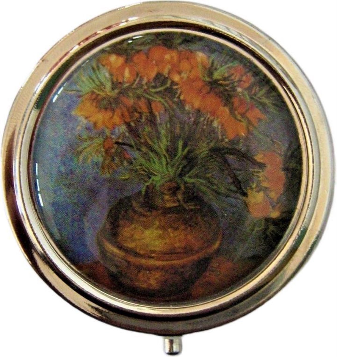 Goedkoopste Pillendoosje vaasbloemen Vincent van Gogh, met spiegeltje en drie vakjes