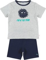 Noukie's- Zomer pyjama voor jongens - Grijst met marine - Meme pas peur!   - 3 jaar 98