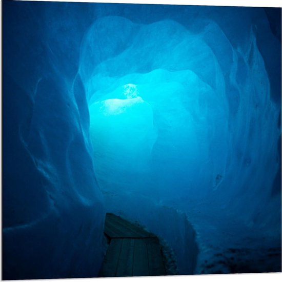Dibond - Blauwe Tunnel - 80x80cm Foto op Aluminium (Met Ophangsysteem)