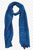 Dames lange sjaal met stippenprint blauw