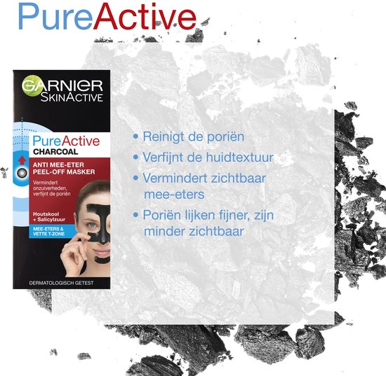 Garnier Pure Active Peel-Off Masker Charcoal - 50 ml - Tegen mee-eters en verstopte poriën - Garnier