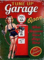 Tune Up Garage Open.  Metalen wandbord 25 x 33 cm.