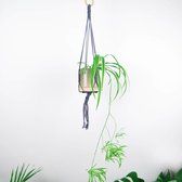 Plantenhanger - 80 cm - Katoen - Grijs - Plantenpot - Hangpot - Hangende bloempot - Plantenhanger macrame - Plantenhanger binnen - Hangpotten - Plantenhangers