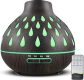 Aroma diffuser (500 ml), ultrasone luchtbevochtiger, etherische oliën diffuser met ledverlichting en waterloze automatische uitschakeling voor kantoor, slaapkamer, yoga-kamer (donkerbruin)