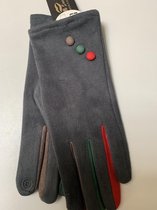 blauwe handschoenen-dames- suède look- touchscreen- nepbont