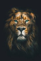 Canvas Leeuw Blue eyes - MuurMedia - 60 x 40cm - schilderij - natuur - Wildlife Collectie