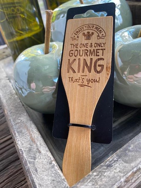 Foto: Gourmetspatel 13 cm gourmet tekst op hout de one only gourmet king that s you 13 cm