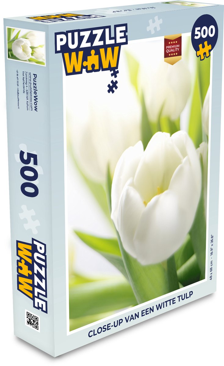 Afbeelding van product Puzzel 500 stukjes Witte tulpen - Close-up van een witte tulp - PuzzleWow heeft +100000 puzzels