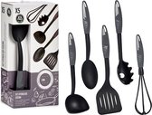 Kookgerei / Keukengerei Set - 5 stuks - Zwart  - Nylon - Spatels - BPA vrij