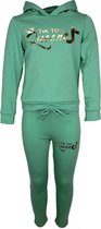 Tik Tok Queen joggingset - trainingspak - sportpak - tiktok 2-delig pak met capuchon. Kleur: Pastel Mint. Maat: 110/116.