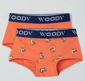 Woody short duopack meisjes - koraalroze + koraalroze zeemeeuw all-over print - 211-1-SHD-Z/091 - maat 128