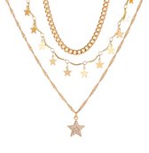3 Lagen ketting met sterretjes | goud gekleurd
