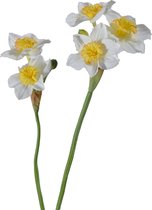 Viv! Home Luxuries Narcis - zijden bloem - 2 stuks - wit - topkwaliteit