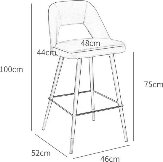 Bar Velvet Tabouret avec la jambe noire et or Pointes