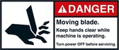 Danger Moving blade sticker, ANSI, 2 per vel 70 x 160 mm