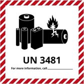 UN3481 sticker lithium-ion batterijen 200 x 200 mm