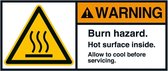 Warning Burn hazard sticker type 2, ANSI, 2 per vel 45 x 100 mm
